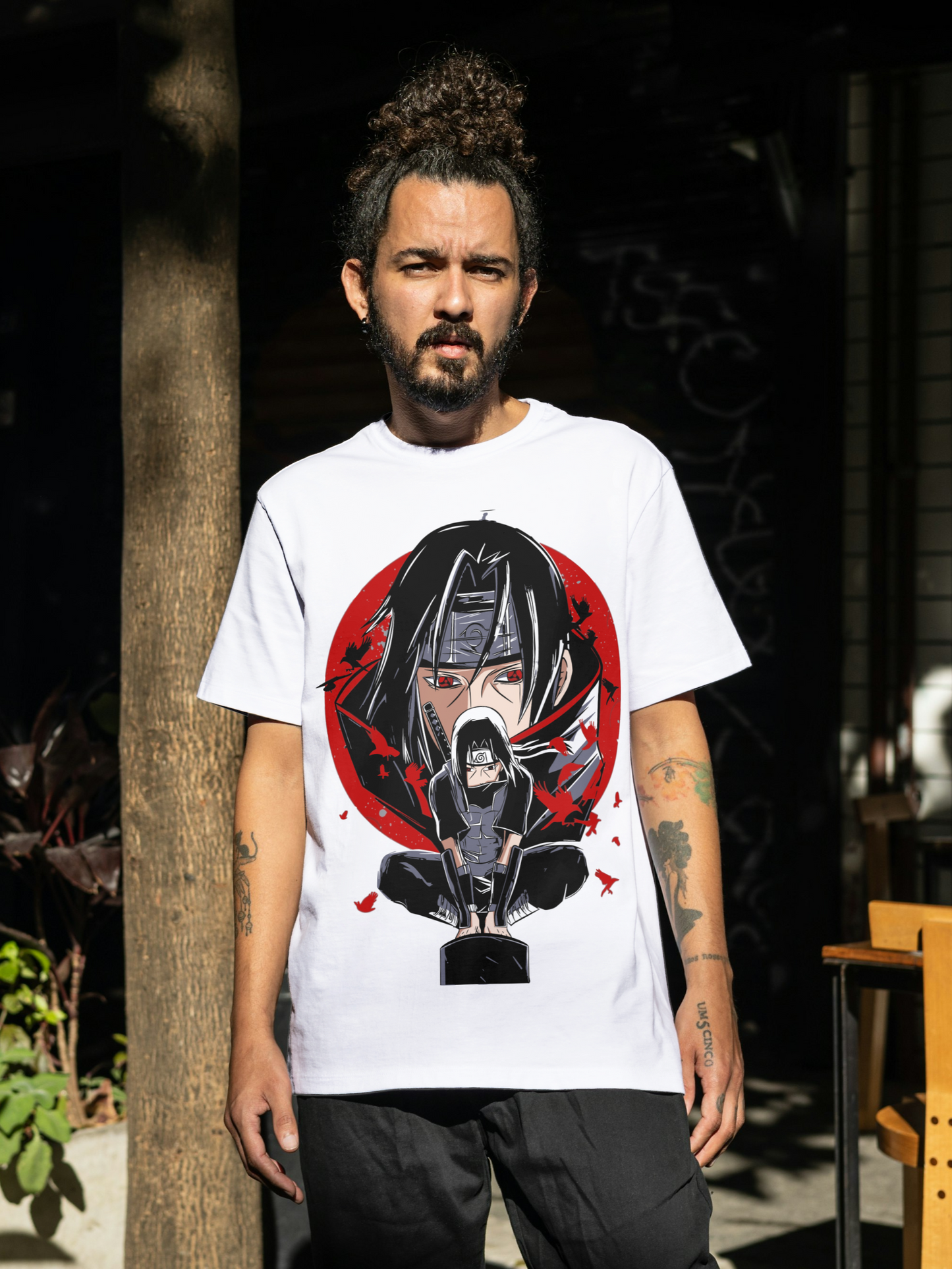 The Prodigy's Shadow: Itachi Uchiha Double Image Premium T-Shirt
