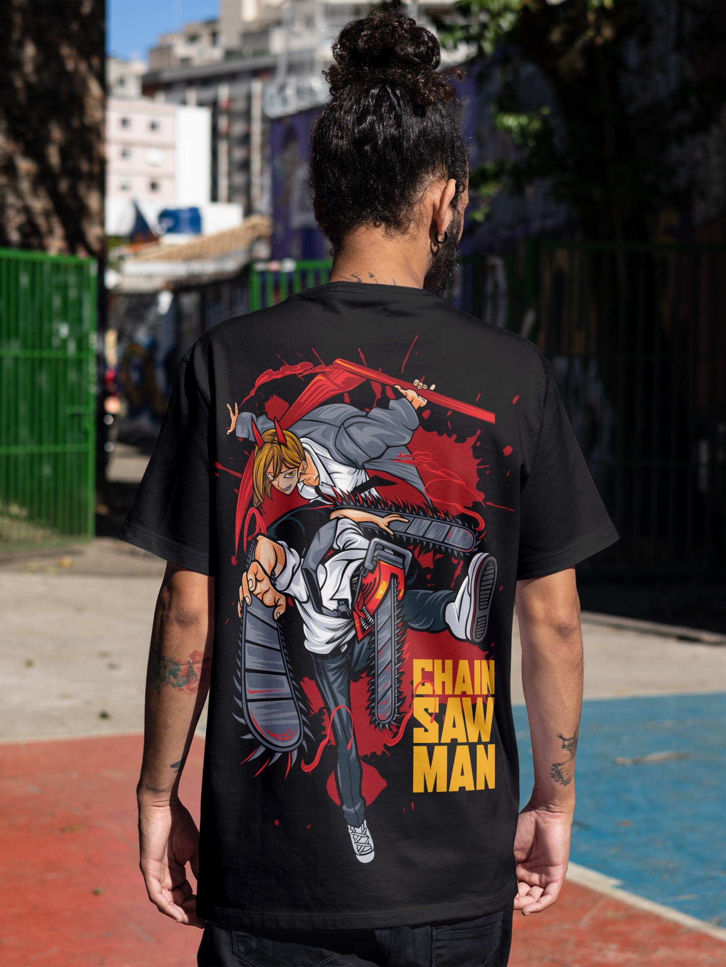 Chainsaw Mayhem: Denji & Power Premium T-Shirt (Chainsaw Man)